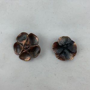 Pair of NYE Copper Dogwood Brooches